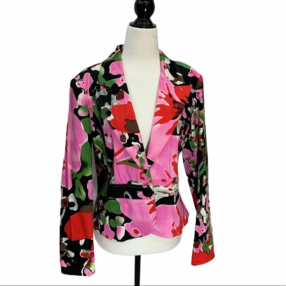 Insight New York Floral Cotton Abstract Blazer 8 - Picture 4 of 12